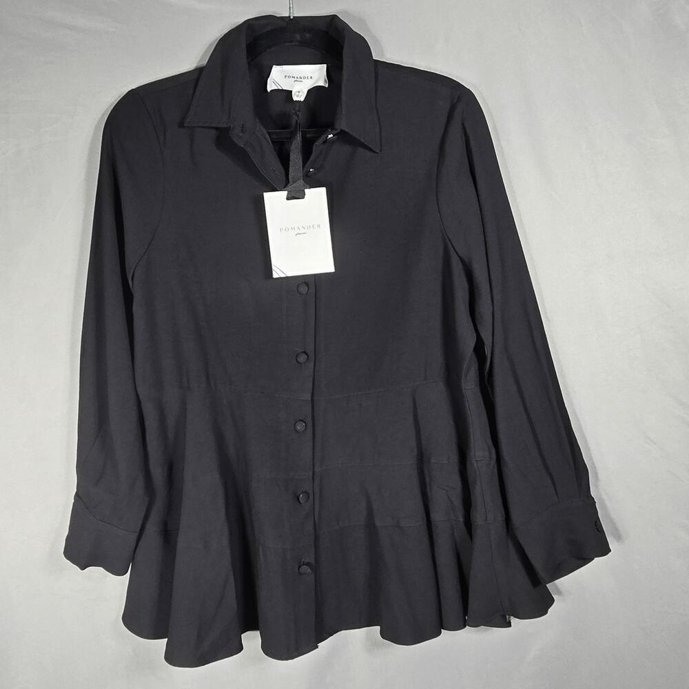 Pomander Place Ashlen Blouse S Black Tunic Top Tiered Ruffle Hem Tuckernuck READ